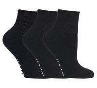 IOMI Mens - 3 Pairs Cotton Cushioned Diabetic Socks for Swollen Feet and Legs - Black - Size UK 9-11