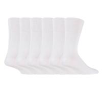 IOMI Mens 6 pack non elastic diabetic socks with hand linked toe seams - White Cotton - Size UK 6-11
