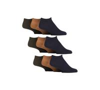 Gentle Grip 9 Pack Mens Diabetic Trainer Socks Extra Wide Socks for Swelling (UK, Numeric, 6, 11, Regular, Regular, Ochre/Navy Blue/Green Khaki)