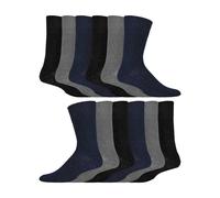 IOMI - Mens Extra Wide Diabetic Socks 12 Pack Cotton Non Elastic Socks