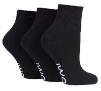 IOMI SOCKSHOP FootNurse Diabetic Ankle Socks Mens and Ladies Short Length Wider Cuff Cushioned Seamless - Pack of 3 Black 9-11