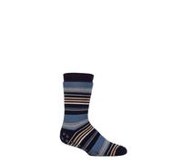IOMI SOCKSHOP Heat Holders Socks - Raynaud's 3.1 TOG Warm Cosy Thermal Striped Anti Slip Socks for Men Size 6-11 Suitable for Diabetics in 1 Pair Stripe Navy