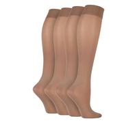 IOMI Womens 2 Pairs Ladies 40 Denier Compression Knee High Energising Socks - Beige Nylon - Size UK 4-6.5