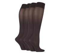 IOMI Womens 2 Pairs Ladies 40 Denier Compression Knee High Energising Socks - Brown Nylon - Size UK 4-6.5