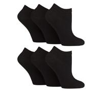 IOMI 6 Pairs Womens Diabetic Trainer Socks Extra Wide Ankle Socks for Swollen Feet (Black, 4-8)