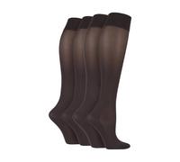 IOMI Womens 2 Pairs Ladies 40 Denier Compression Knee High Energising Socks - Brown Nylon - Size UK 4-6.5