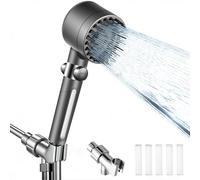 Ion Drop Filtered Shower Head, High Pressure Shower Head with On/Off Switch, 3 Spray Modes & Hydro Jet Power Mode for Hard Water, 5 Replacement Filters, Shower Heads Combo for RVs, Gyms
