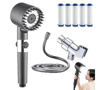 Ion Drops Filtered Shower Head, Ion Drops High Pressure Shower Head with Handheld Adjustable Settings Shower Hose Included (Grey)