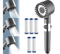 Ion Drops Shower Head,Iondrops Filtered Showerhead,Handheld,Pressure Boosting Showerhead,5 Filter Elements and No-Hole Base Mount(Set a)