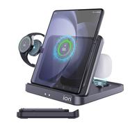 ion Wireless Charger for Samsung Z Fold 6 5 Charging Station, 3-Coil 15W 3 in 1 Foldable Phone Charger for Fold6 Fold5 4 Flip S24 Ultra Plus S23 S22 S21 S20, Galaxy Watch Ultra 7 6, Galaxy Buds 3 2