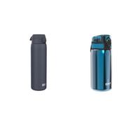 ION8 1 Litre Stainless Steel Water Bottle, Leak Proof, Easy to Open, Secure Lock, Dishwasher Safe & Kids Water Bottle, Steel 400ml, Leak Proof, One-Finger Open, Dishwasher Safe