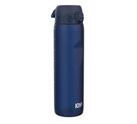 Ion8 1 Litre Water Bottle, Leak Proof, Flip Lid, Carry Handle, Rapid Hydration, Dishwasher Safe, BPA Free, Contoured Grip, Ideal for Travel, Gym & Activity, Carbon Neutral Recyclon, 32 oz, Navy Blue