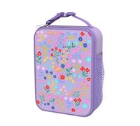 Ion8 Ditsy Floral Lunch Bag, Easy Access 3-Sided Zip, Write-On Name Patch, Freshness & Insulation for 6 Hours, Elasticated Mesh Pocket for Bottles, Machine Washable, Polyester Material