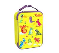 Ion8 Dragons Design Lunch Bag, Easy Access 3-Sided Zip, Write-On Name Patch, Freshness & Insulation for 6 Hours, Elasticated Mesh Pocket for Bottles, Machine Washable, Polyester Material, Yellow