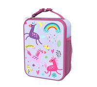 Ion8 - Unicorns Design Lunch Bag, Easy Access 3-Sided Zip, Write-On Name Patch, Freshness & Insulation for 6 Hours, Elasticated Mesh Pocket for Bottles, Machine Washable, Polyester Material, Lilac