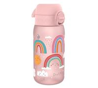Ion8 Kids Water Bottles, 350ml/12oz, BPA Free, Leakproof, Dishwasher Safe, Easy Open, Secure Lock, Small Boys & Girls Water Bottle,Kids Drinks Bottle for Spill-free Drinking, Light Pink, Rainbows