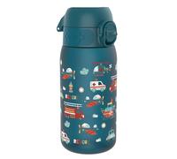Ion8 Kids Water Bottles, 350ml/12oz, BPA Free, Leakproof, Dishwasher Safe, Easy Open, Secure Lock, Small Boys & Girls Water Bottle,Kids Drinks Bottle for Spill-free Drinking, Teal, Rescue Vehicles
