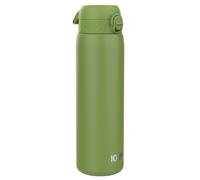 ION8 Lightweight 1 Litre Steel Water Bottle, Non-Insulated, Leak Proof, Easy to Open, Secure Lock, Dishwasher Safe, Flip Cover, Carry Handle, Ideal for Travel & Active Lifestyles, Khaki Green
