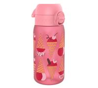 Ion8 Small Water Bottle, Leak Proof, Easy to Open, Secure Lock, Dishwasher Safe, Flip Cover, Carry Handle, Easy Clean, Durable, Water Bottle, Raised Print, Pink, Ice Creams