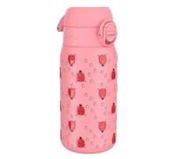 Ion8 Lightweight Steel Kids Water Bottle, 400ml/13oz, Non-Insulated, Leak Proof, Easy to Open, Secure Lock, Dishwasher Safe, Fits Cup Holders, Carry Handle, Metal Water Bottle, Pink, Lady Bugs