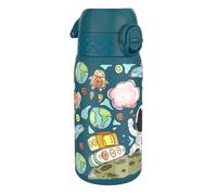 Ion8 Lightweight Steel Kids Water Bottle, 400ml/13oz, Non-Insulated, Leak Proof, Easy to Open, Secure Lock, Dishwasher Safe, Fits Cup Holders, Carry Handle, Metal Water Bottle, Blue, Space