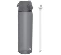 ION8 Leak Proof Medium Water Bottle with Straw, Recyclon, Grey, 500ml (18oz)