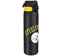 Ion8 NFL Pittsburgh Steelers Lightweight Steel Water Bottle, 600 ml/20 oz, Non-Insulated, Leak Proof, Easy to Open, Secure Lock, Dishwasher Safe, Flip Cover, Fits Cup Holders, Metal Water Bottle