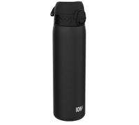 Ion8 Vacuum Insulated Steel Water Bottle, 500 ml/17 oz, Leak Proof, Easy to Open, Secure Lock, Dishwasher Safe, Fits Cup Holders, Carry Handle, Scratch Resistant, Metal Water Bottle, Black