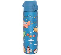 Ion8 Water Bottle, 500ml/18oz, Slim Leak Proof & BPA-Free Drinking Bottle, Secure Lock Prevents Spills, Dishwasher Safe, Carry Handle, Ideal for Adults & Kids - Travel, Gym & School, Blue, Airplanes