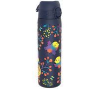Ion8 Water Bottle, 500ml/18oz, Slim Leak Proof & BPA-Free Drinking Bottle, Secure Lock Prevents Spills, Dishwasher Safe, Carry Handle, Ideal for Adults & Kids - Travel, Gym & School, Navy Blue, Birds