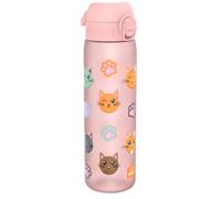 Ion8 Water Bottle, 500ml/18oz, Slim Leak Proof & BPA-Free Drinking Bottle, Secure Lock Prevents Spills, Dishwasher Safe, Carry Handle, Ideal for Adults & Kids - Travel, Gym & School, Cats