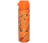 Ion8 Water Bottle, 500ml/18oz, Slim Leak Proof & BPA-Free Drinking Bottle, Secure Lock Prevents Spills, Dishwasher Safe, Carry Handle, Ideal for Adults & Kids - Travel, Gym & School, Orange, Music