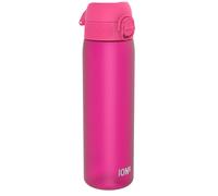 Ion8 Water Bottle, 500 ml/18 oz, Leak Proof, Easy to Open, Secure Lock, Dishwasher Safe, BPA Free, Hygienic Flip Cover, Carry Handle, Fits Cup Holders, Easy Clean, Carbon Neutral, Hot Pink