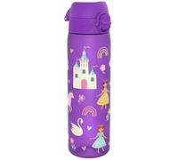 Ion8 Water Bottle, 500ml/18oz, Slim Leak-proof & BPA-Free Drinking Bottle, Secure Lock Prevents Spills, Dishwasher Safe, Carry Handle, Ideal for Adults & Kids - Travel, Gym & School, Purple, Princess
