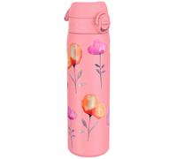 Ion8 Lightweight Steel Water Bottle, 600 ml/20 oz, Non-Insulated, Leak Proof, Easy to Open, Secure Lock, Dishwasher Safe, Flip Cover, Fits Cup Holders, Carry Handle, Metal Water Bottle, Rose Floral