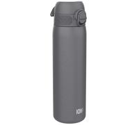 ION8 Leak Proof Slim Water Bottle, Stainless Steel, Grey, 600ml (20oz)