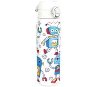 Ion8 Lightweight Steel Water Bottle, 600 ml/20 oz, Non-Insulated, Leak Proof, Easy to Open, Secure Lock, Dishwasher Safe, Flip Cover, Fits Cup Holders, Carry Handle, Metal Water Bottle, Robots