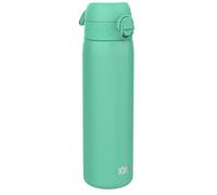 Ion8 Lightweight Steel Water Bottle, 600 ml/20 oz, Non-Insulated, Leak Proof, Easy to Open, Secure Lock, Dishwasher Safe, Flip Cover, Fits Cup Holders, Carry Handle, Metal Water Bottle, Teal Green