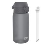 ION8 Leak Proof Small Water Bottle With Straw, Recyclon, Grey, 350ml (12oz)
