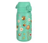 ION8 Vacuum Insulated Steel Water Bottle, 320 ml/11 oz, Leak Proof, Easy to Open, Secure Lock, Dishwasher Safe, Carry Handle, Metal Water Bottle, ThermoShield Stainless Steel, Teal, Bees