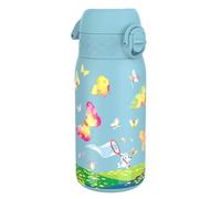 Ion8 Vacuum Insulated Steel Water Bottle, 320 ml/11 oz, Leak Proof, Easy to Open, Secure Lock, Dishwasher Safe, Carry Handle, Metal Water Bottle, ThermoShield Stainless Steel, Blue, Butterfly