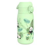 Ion8 Vacuum Insulated Steel Water Bottle, 320 ml/11 oz, Leak Proof, Easy to Open, Secure Lock, Dishwasher Safe, Carry Handle, Metal Water Bottle, ThermoShield Stainless Steel, Green, Pandas