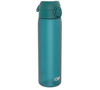 Ion8 Leak Proof Water Bottle, 500ml (18oz), Aqua | Easy to Open, Secure Lock, Dishwasher Safe, Hygienic Flip Cover, Carry Handle, Fits Cup Holders, Easy Clean