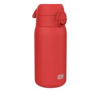 Ion8 Kids Water Bottle, Steel 400 ml/13 oz, Leak Proof, Easy to Open, Secure Lock, Dishwasher Safe, Flip Cover, Carry Handle, Easy Clean, Durable, Metal Water Bottle, Carbon Neutral, Red