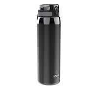 Ion8 Lightweight 1 Litre Steel Water Bottle, Non-Insulated, Leak Proof, Easy to Open, Secure Lock, Dishwasher Safe, Flip Cover, Carry Handle, Ideal for Travel & Active Lifestyles, Metallic Grey