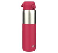 ION8 Lightweight 1 Litre Steel Water Bottle, Non-Insulated, Leak Proof, Easy to Open, Secure Lock, Dishwasher Safe, Flip Cover, Carry Handle,Ideal for Travel & Active Lifestyles, Half Cut Viva Magenta