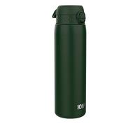 ION8 Lightweight 1 Litre Steel Water Bottle, Non-Insulated, Leak Proof, Easy to Open, Secure Lock, Dishwasher Safe, Flip Cover, Carry Handle, Ideal for Travel & Active Lifestyles, Dark Green