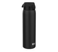 ION8 Lightweight 1 Litre Steel Water Bottle, Non-Insulated, Leak Proof, Easy to Open, Secure Lock, Dishwasher Safe, Flip Cover, Carry Handle, Ideal for Travel & Active Lifestyles, Black
