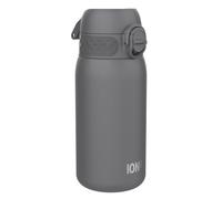 ION8 Lightweight Steel Kids Water Bottle, 400ml/13oz, Non-Insulated, Leak Proof, Easy to Open, Secure Lock, Dishwasher Safe, Fits Cup Holders, Carry Handle, Metal Water Bottle, Grey