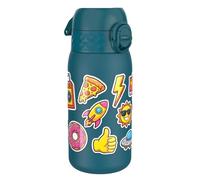 Ion8 Lightweight Steel Kids Water Bottle, 400ml/13oz, Non-Insulated, Leak Proof, Easy to Open, Secure Lock, Dishwasher Safe, Fits Cup Holders, Carry Handle, Metal Water Bottle, Stickers